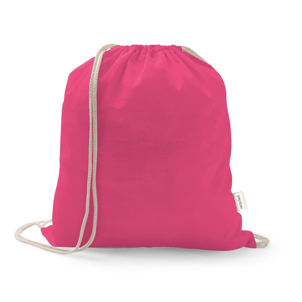 Sacola tipo mochila em 70% algodão reciclado e 30% poliéster reciclado (140 g/m²) sem tingimento-92083rosa