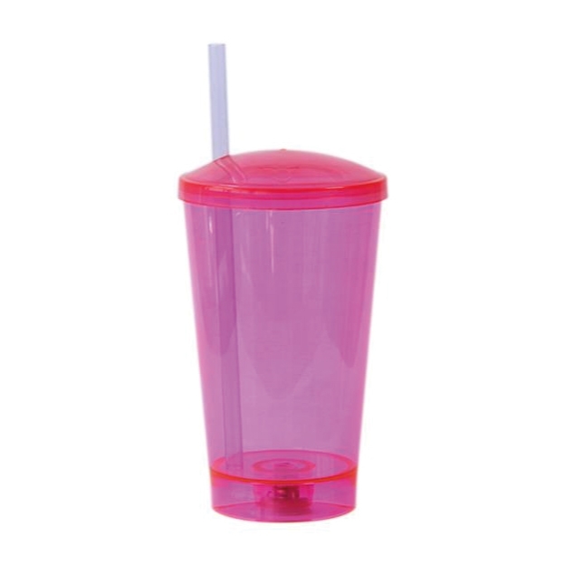 Copo 550 Ml Led Com Tampa E Canudo