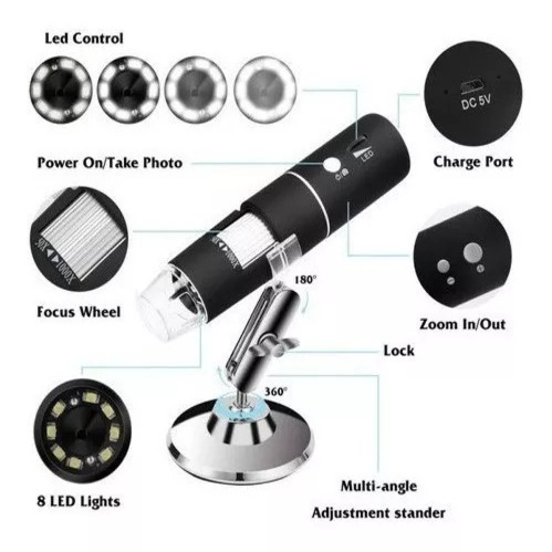 Lupa Digital Microscópio Eletrônico Wifi Portátil Sem Fio